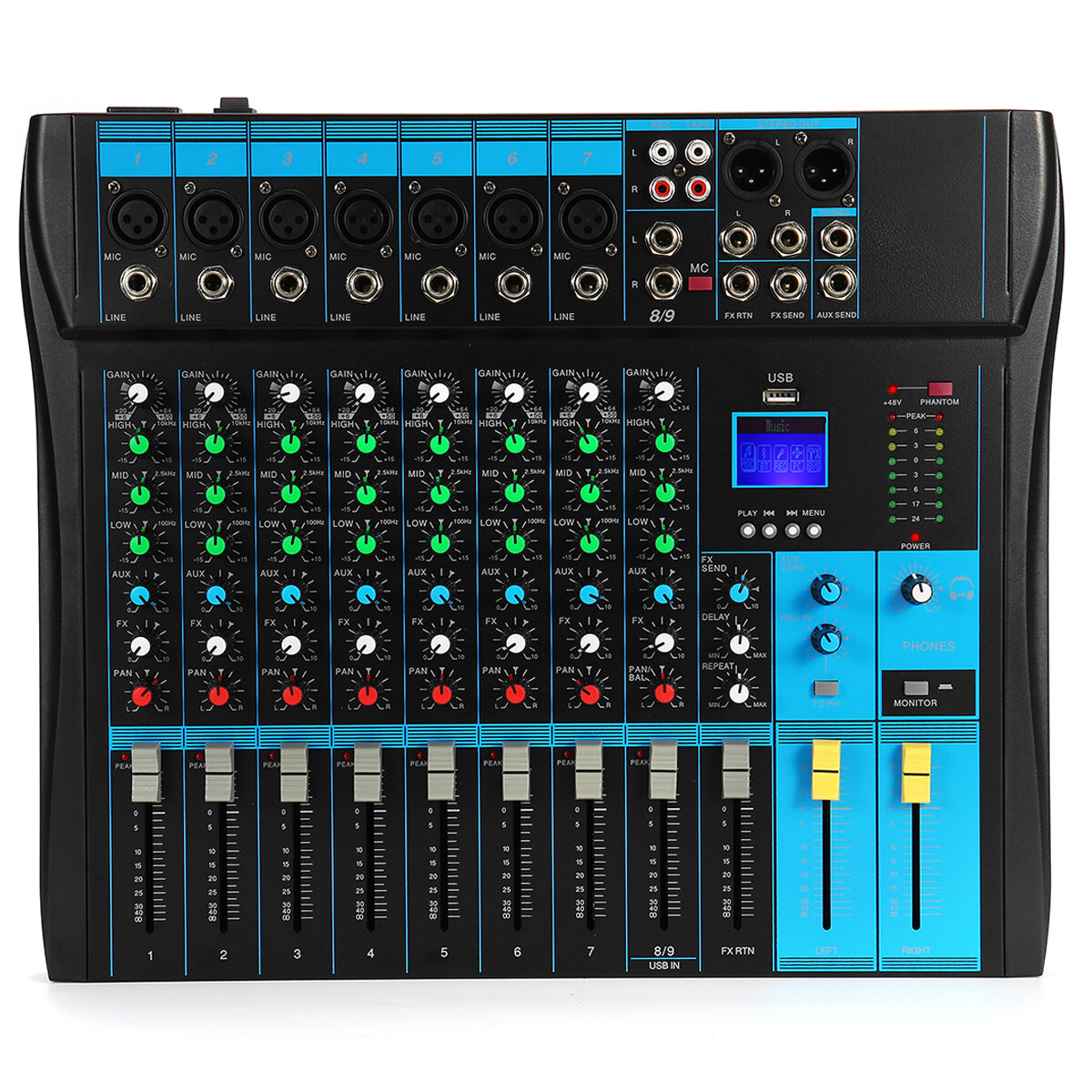 

Bakeey YT-80 Mixing Console 8 Channel Professional bluetooth Audio Mixer Console Studio USB DJ Sound Mixing