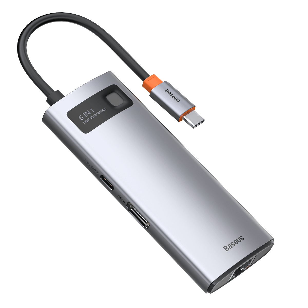 

Адаптер док-станции Baseus 6-in-1 USB-C Hub с подачей питания PD 100 Вт / 4K@30HZ HD Дисплей / 3 * USB3.0 / RJ45 Gigabit