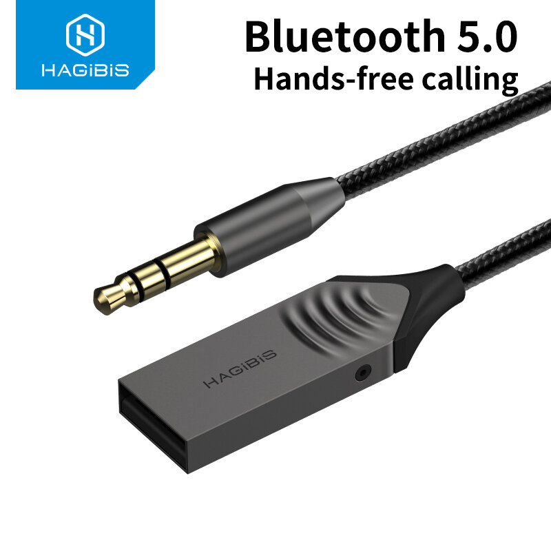 

HAGiBiS Car AUX 3.5mm Jack bluetooth 5.0 Receiver Wireless Hands Free Call Navigation Adapter For Speaker Headphones
