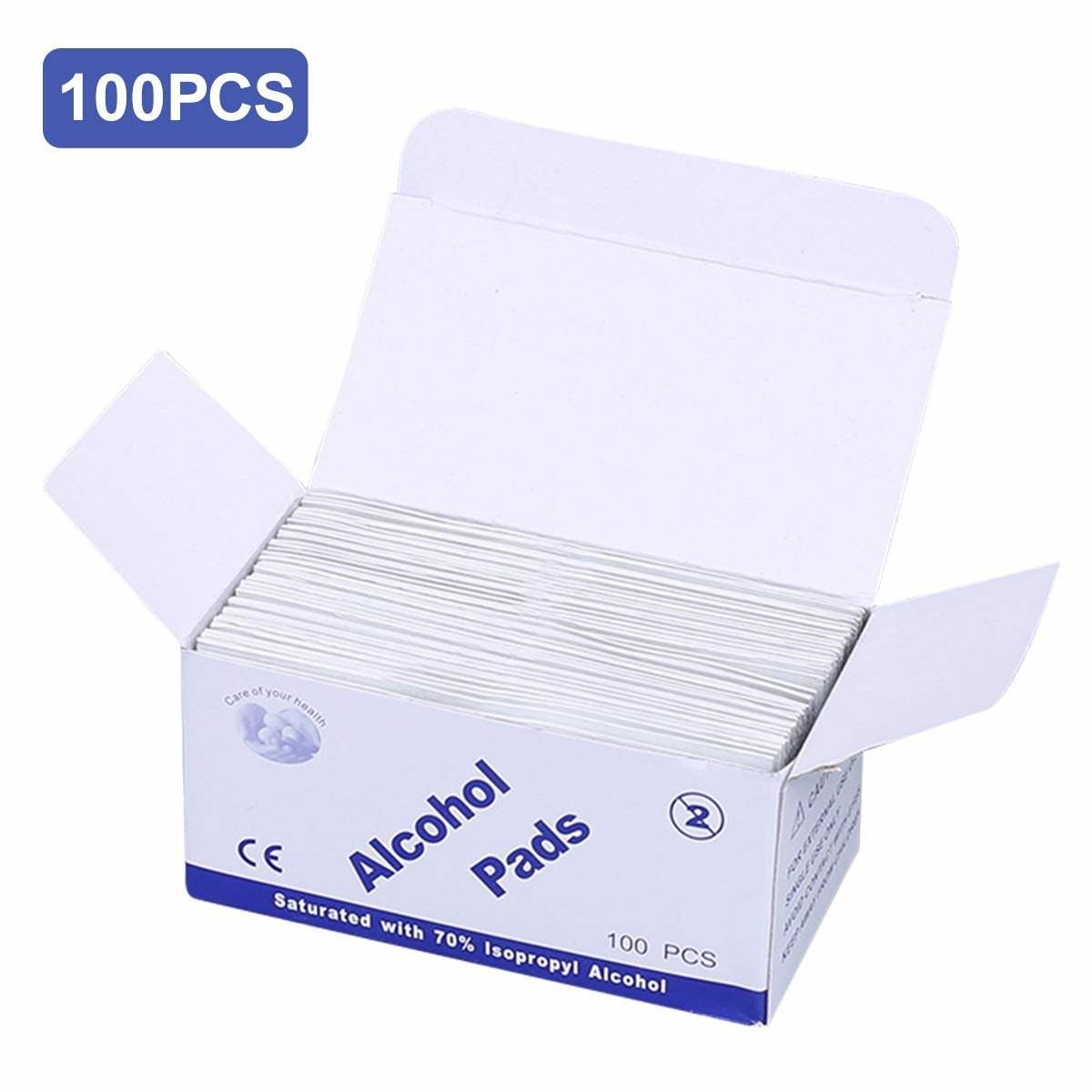 100Pcs Disposable Alcohol Pads 2-Ply Cotton Personal Care