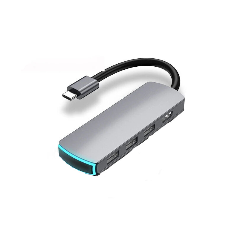 SHIWEI MATE6 6-in-1 USB-C-hub met 3-poorts USB 3.0 USB-C PD opladen HDMI-compatibel 4K-scherm 3,5 mm