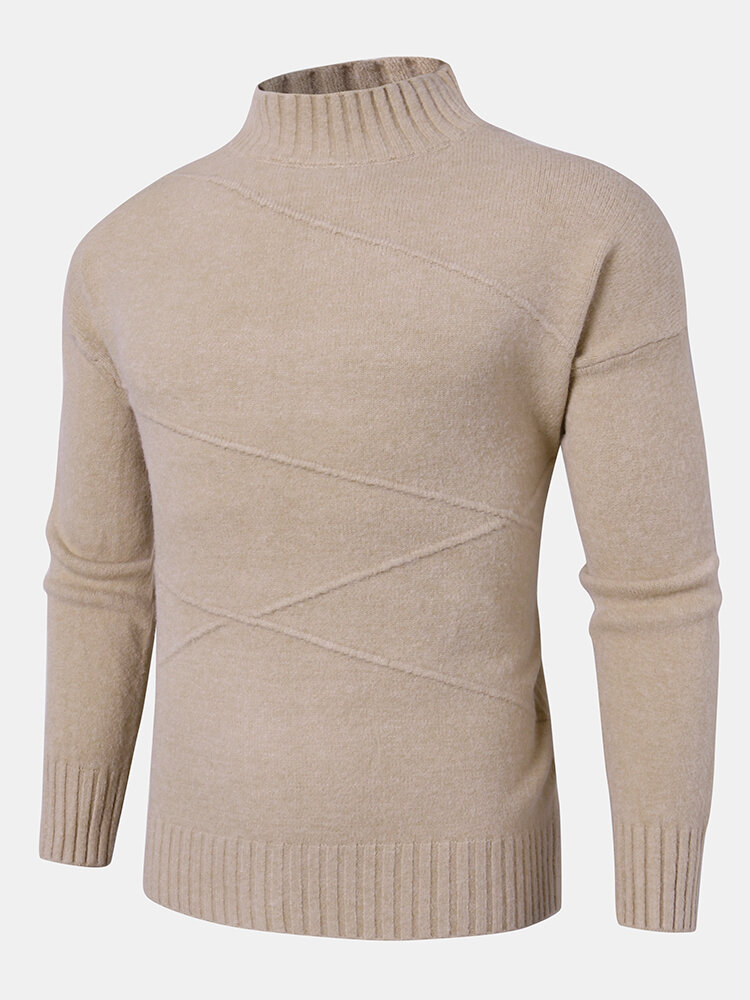 Heren warme effen kleur eenvoudige gebreide pullover-truien met lange mouwen
