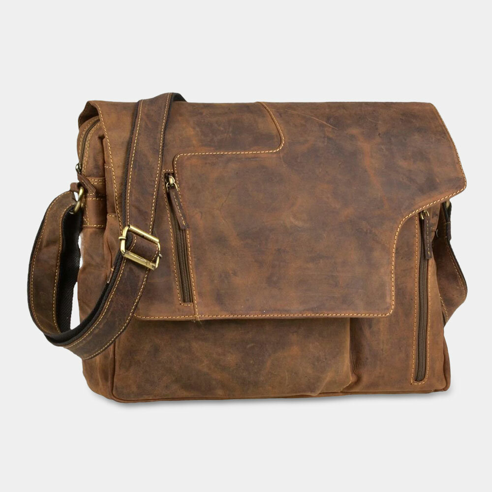 Ekphero Men Multifunction Vintage Multi-Pockets Versatile Casual Crossbody Bag Shoulder Bag