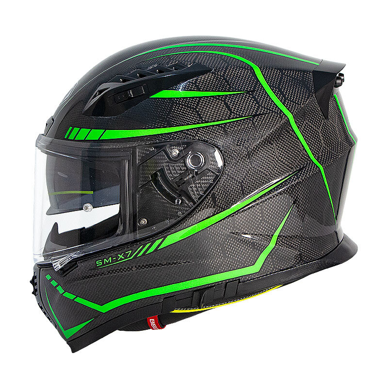 SOMAN 24K Carbon Fiber Fluorescent Motorcycle Helmet Full Face Moto Casco Motor bike Racing Casque Cycling Capacete SOMA
