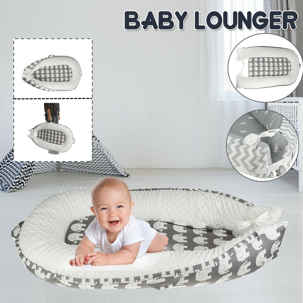 Infant Soft Newborn Baby Pillow Cushion Lounger Pod Cot Bed Sleeping Mattre