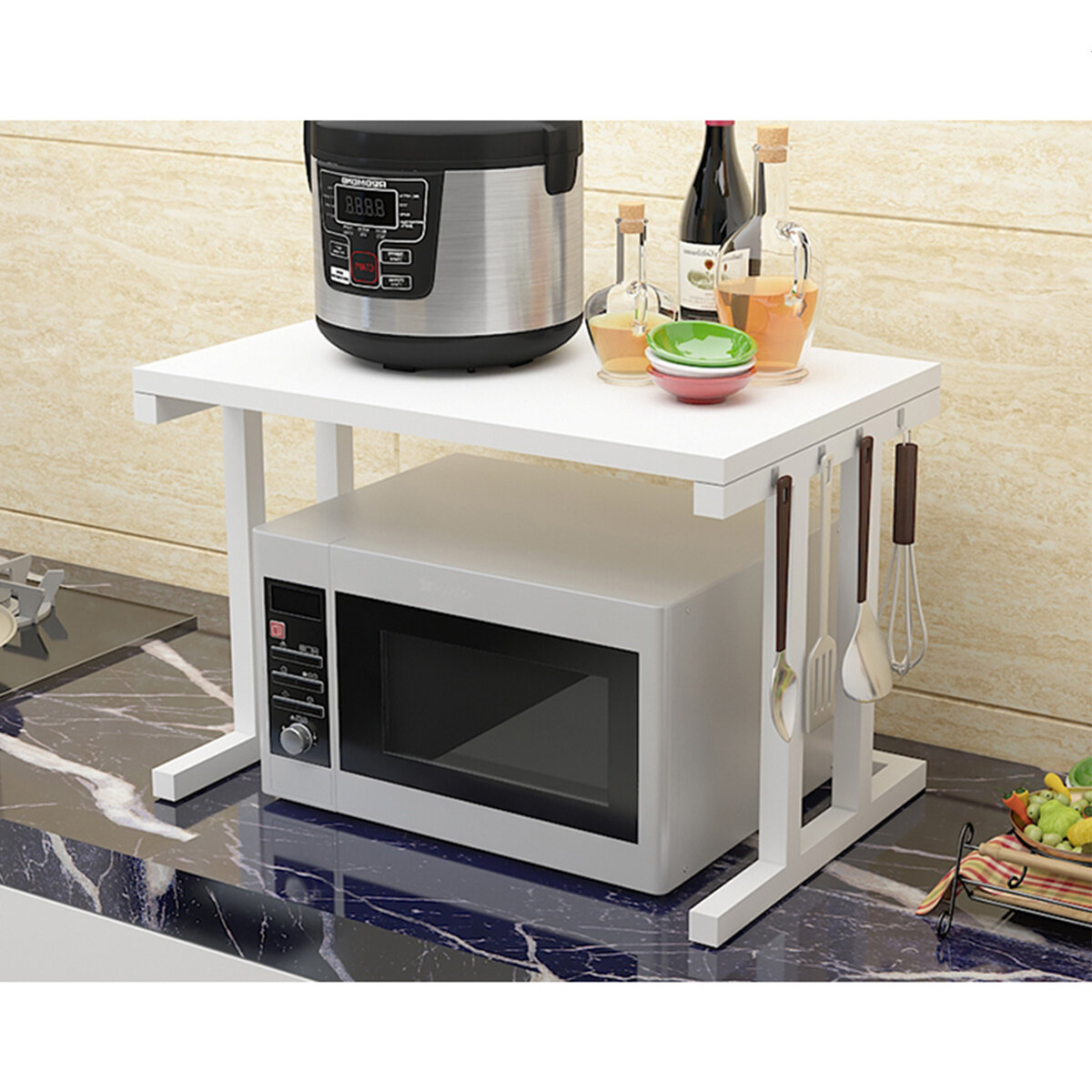 

Kitchen Shelf Microwave Oven Rack Stand Holder Wooden Condiment Storage Cabinet