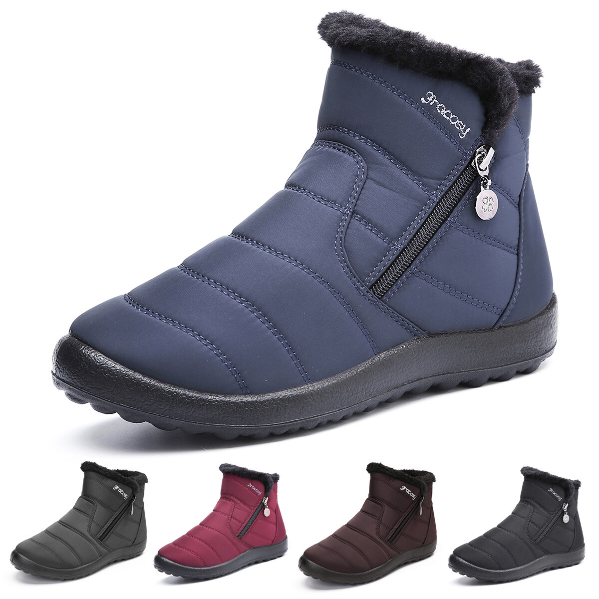 Gracosy Warm Snow Boots Women's Winter Boots Anti-slip Waterproof Fur Lining Outdoor...