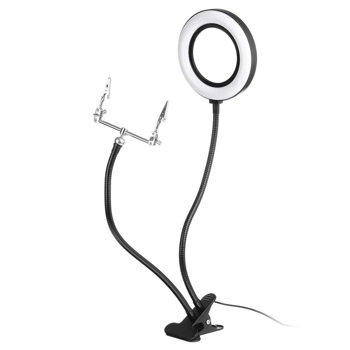 

6 Inches 360° 10X Magnifier LED Light Lamp Desk Magnifying Glass with Clamp USB Charging