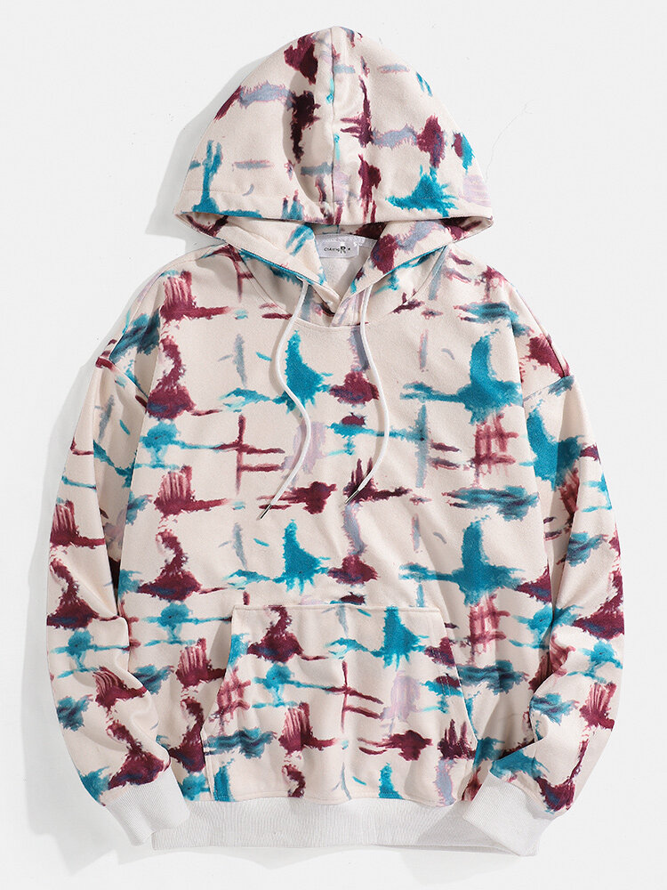 

Mens Design Tie-Dye Polar Fleece Drawstring Hoodies With Pocket