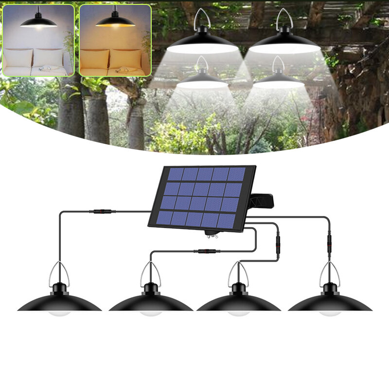 3/4 Hoofden Outdoor LED Power Solar Lamp Tent Energie Licht Paneel Werf Draagbare Camping Lamp Warm 