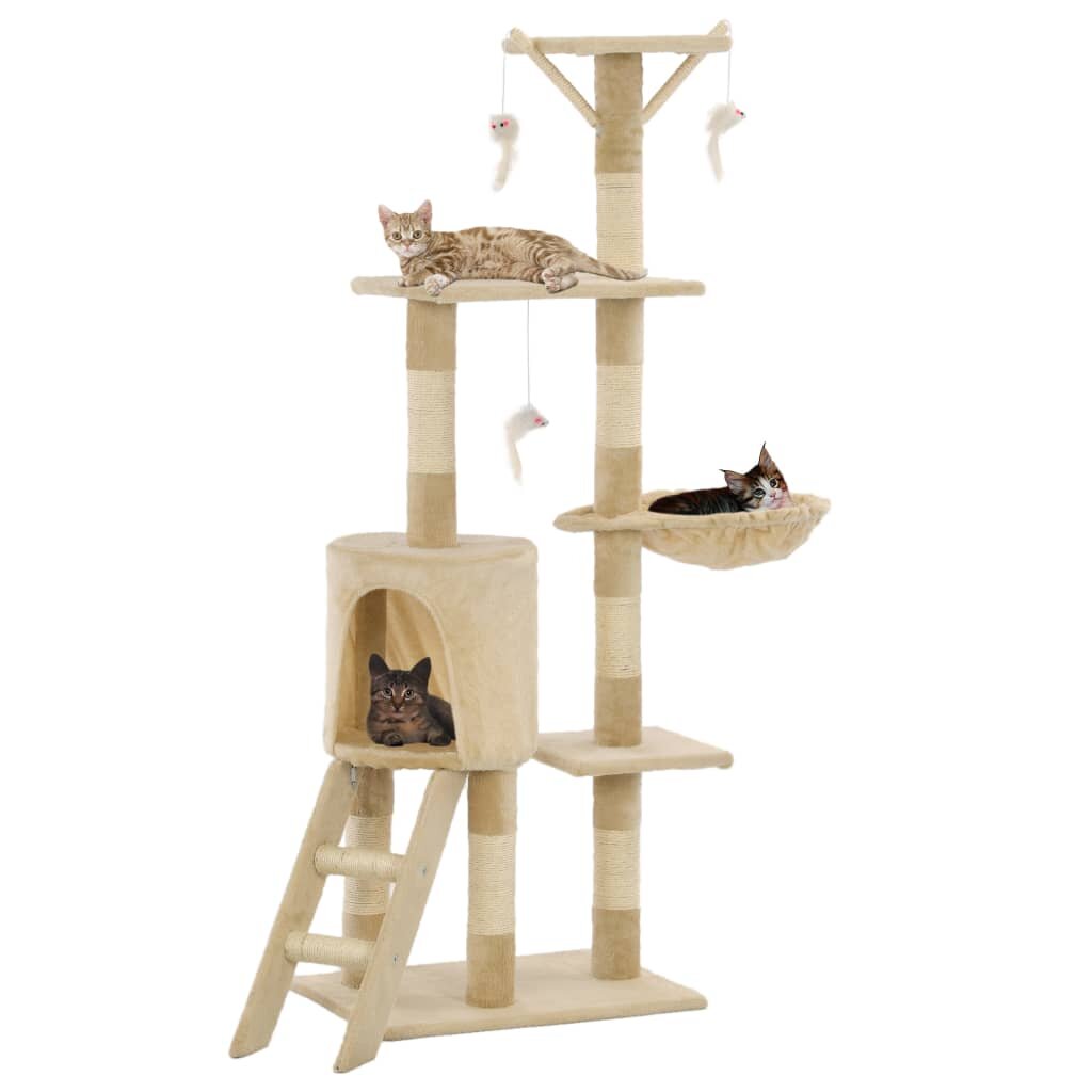 

[EU Direct] vidaxl 170580 Cat Tree with Sisal Scratching Posts 138 cm Hammock Scratcher Tower Home Furniture Climbing Fr