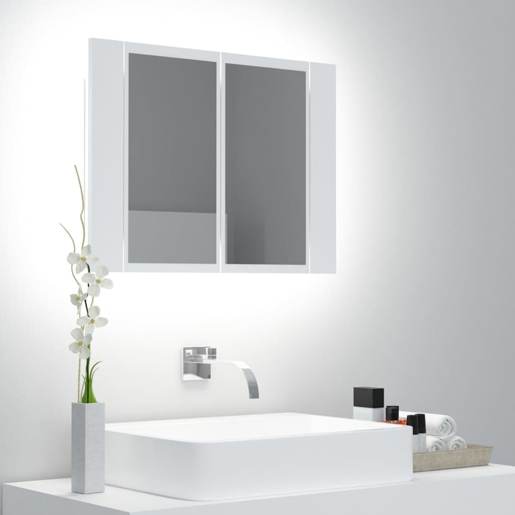 

LED Bathroom Mirror Cabinet White 23.6"x4.7"x17.7