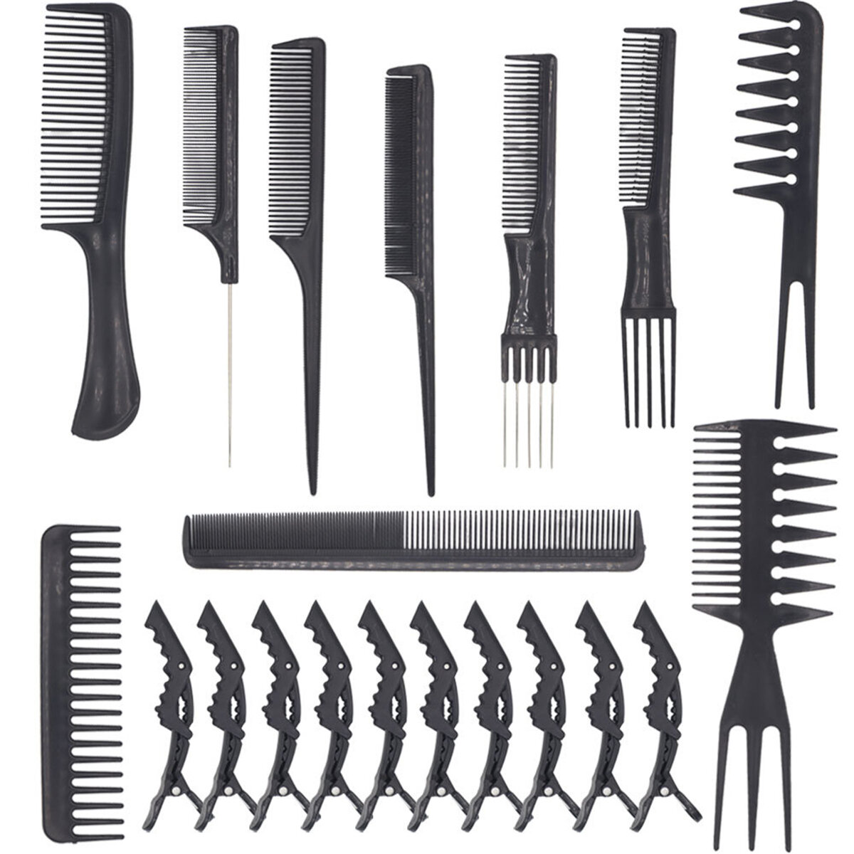 23Pcs Men's Multifunctional Styling Comb Set Plastic Comb With Crocodile Hair Clip