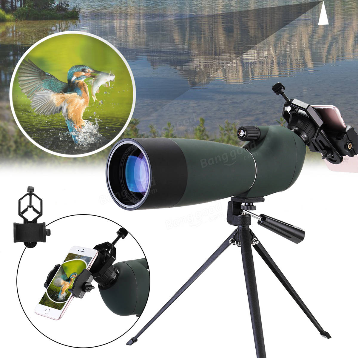 ЛУКСУН 25-75x70 зум монокуляр HD BAK4 оптика для наблюдения за птицами + штатив + держатель для телефона