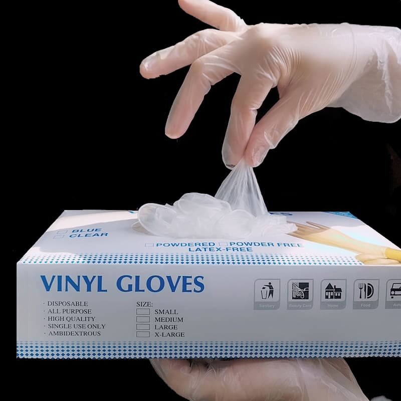 Image of 100PCS VICEY Clear Einweg-PVC-Handschuhe Schutzhandschuhe puderfreie Handschuhe leicht zu tragen