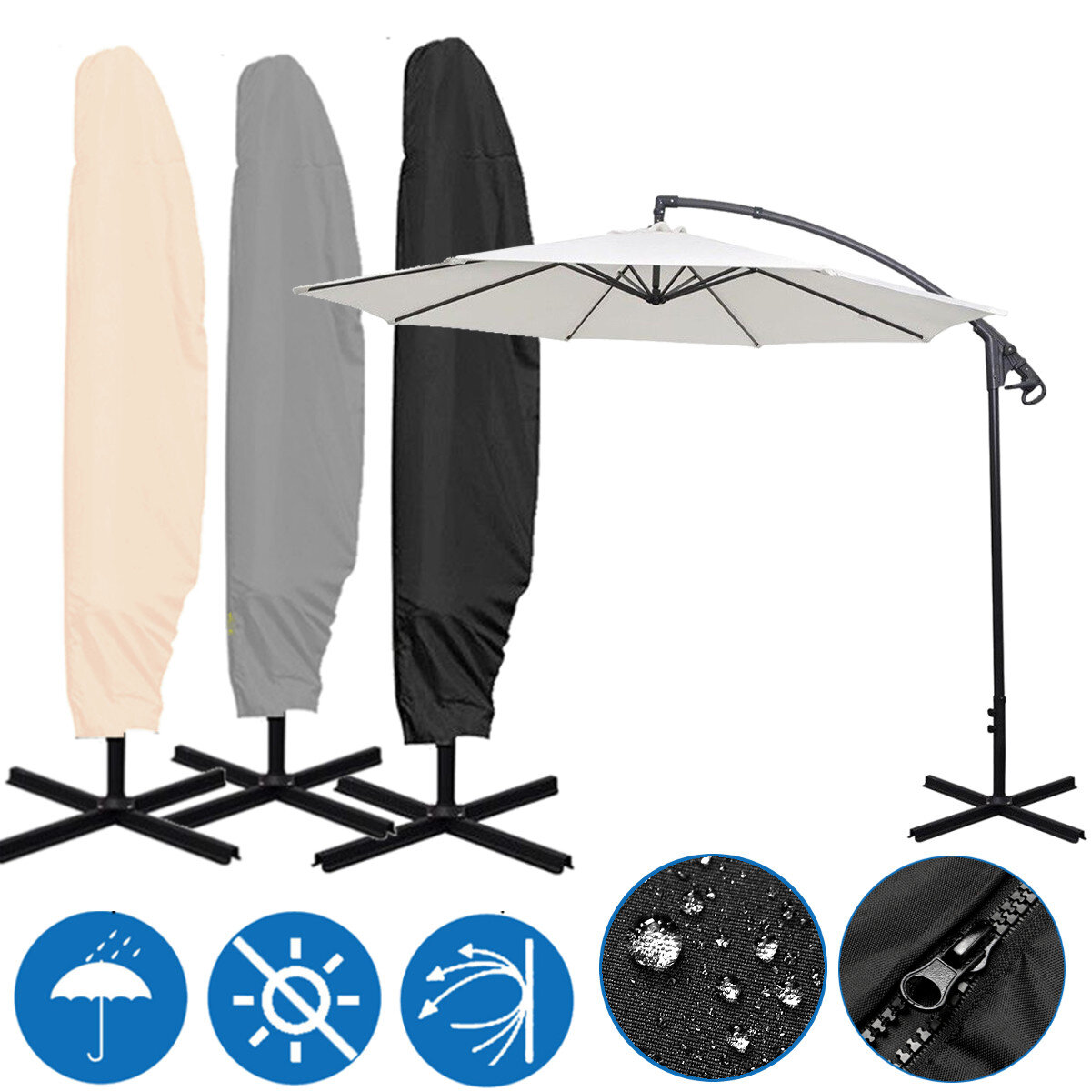 80x45 hüvelykes kültéri kerti napernyőhuzat vízálló, UV-esőnek ellenálló esernyő tároló táska