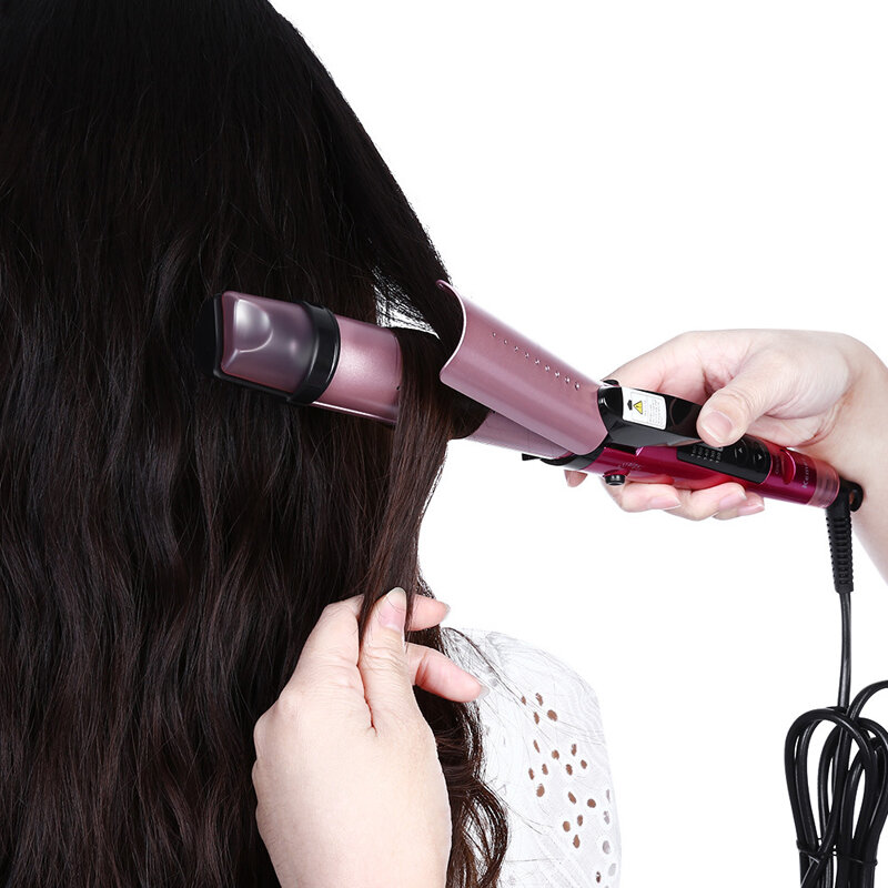 

Kemei 2 IN 1 Hair Straightener Steam Straight Splint Negative Ion Curling wand iron Electric Hot Comb Curler KM-8833