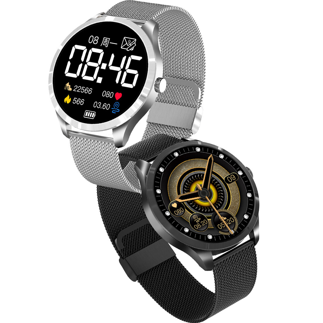 

[Dual Dynamic UI Styles] Newwear Q9L 1.28 inch IPS Screen BT5.0 Fun Small Game Physiological Period Reminder Heart Rate
