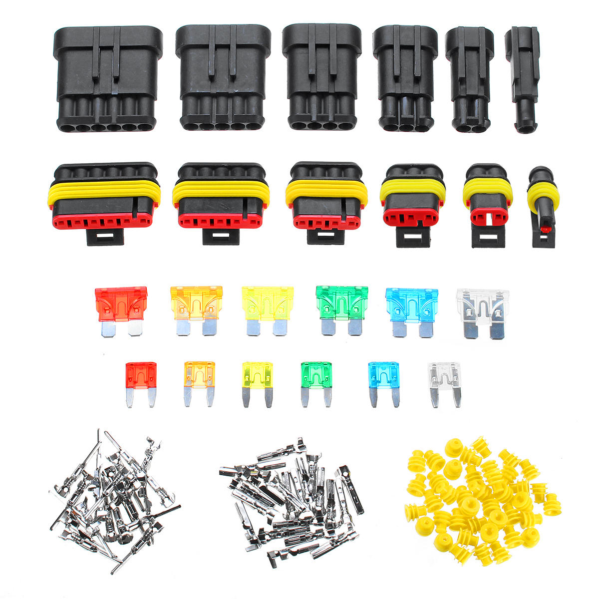 

240Pcs 1/2/3/4/5/6 Pins Car Way Waterproof Electrical Terminal Wire Connector Plug Fuses