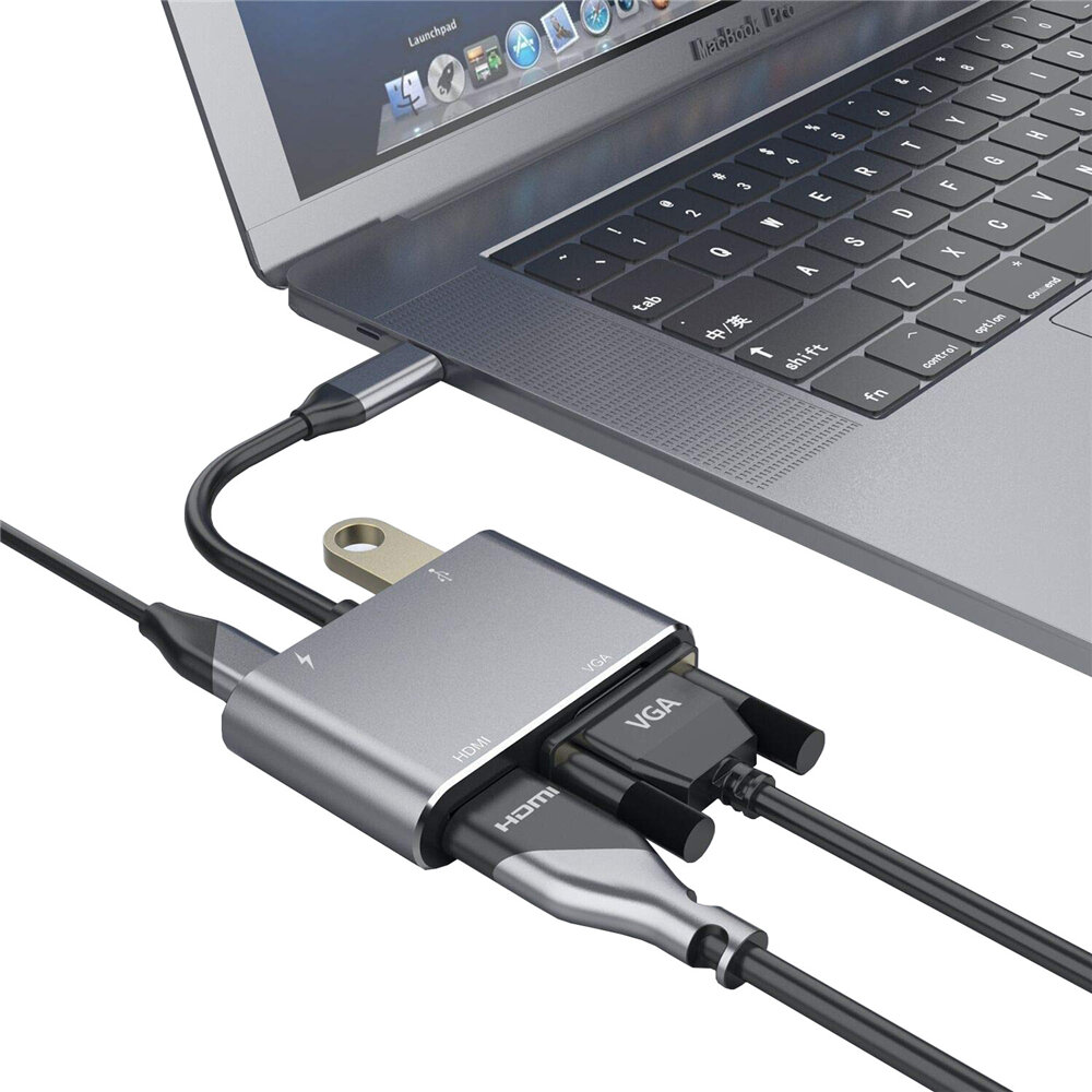 

Bakeey 4 In 1 USB-C Hub Docking Station Adapter With 4K HDMI HD Display / 1080P VGA / USB 3.0 / 60W USB-C PD3.0 Power De