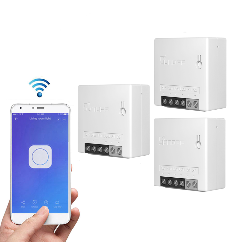 

3pcs SONOFF MiniR2 Two Way Smart Switch 10A AC100-240V Works with Amazon Alexa Google Home Assistant Nest Supports DIY M
