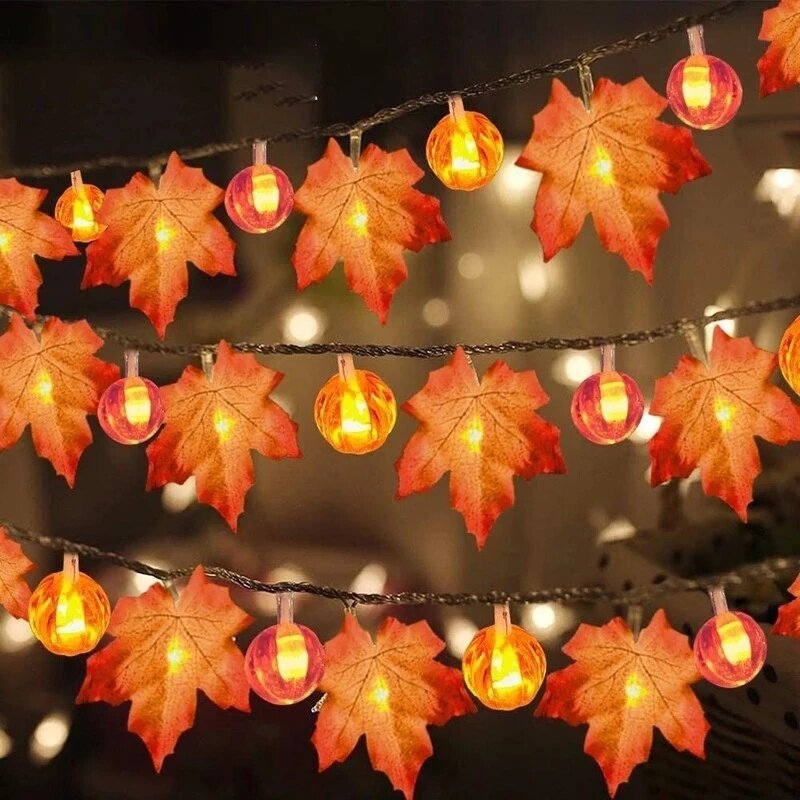 Fall Maple Leaves LED Fairy String Light Garland Halloween Xmas Lamp Decor-WI 