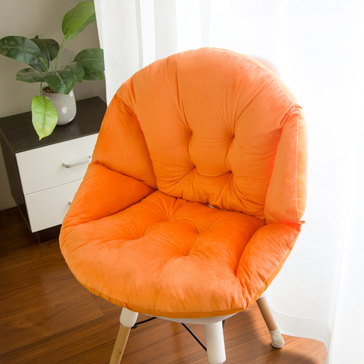 Multi-Color Simple Soft Seat Chair Cushion Plush Shell Shape Back Chair Cushion Pads Waist Lumbar Pillow Lounge Chair Be