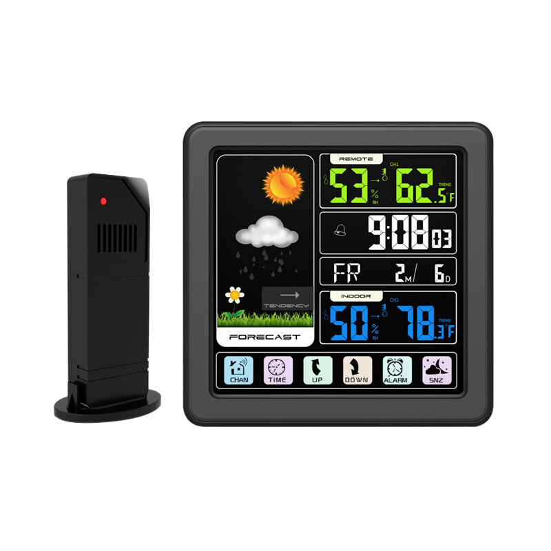 TS-3310-BK Full Touch Screen Wireless Weather Station Multi-function Color Screen Indoor and Outdoor