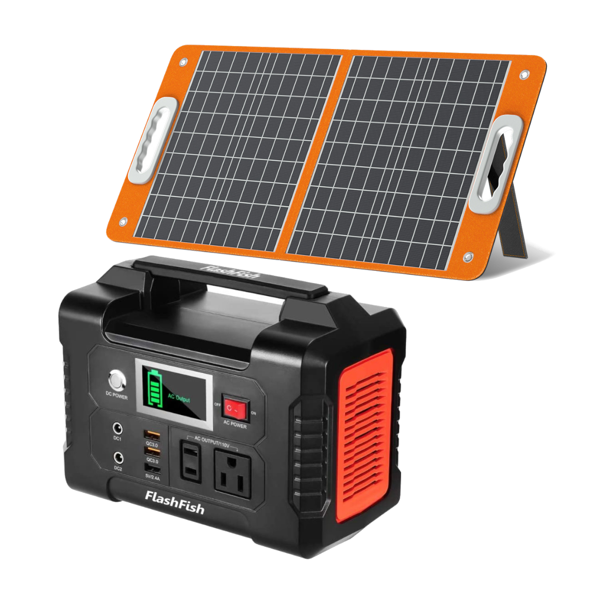 [US Direct] FlashFish E200 200W 40800mAh Portable Power Station with 1Pc 18V 60W Foldable Solar Panel, Solar Power Gener