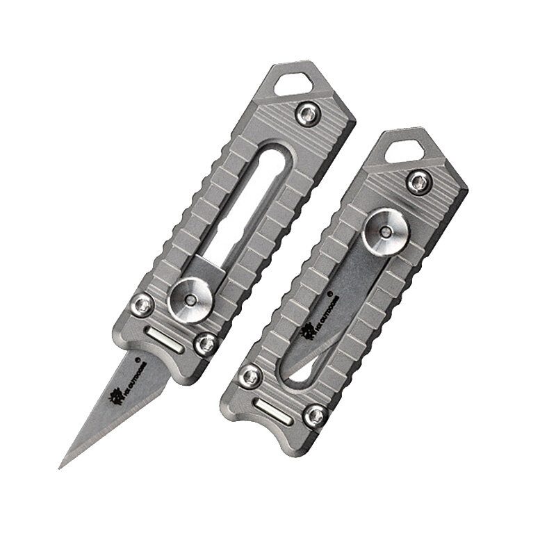 Coltello lama miniatura HX OUTDOORS da 5,3 cm in lega di titanio per portachiavi, coltello da utilità per sopravvivenza all'aperto, strumenti multifunzione