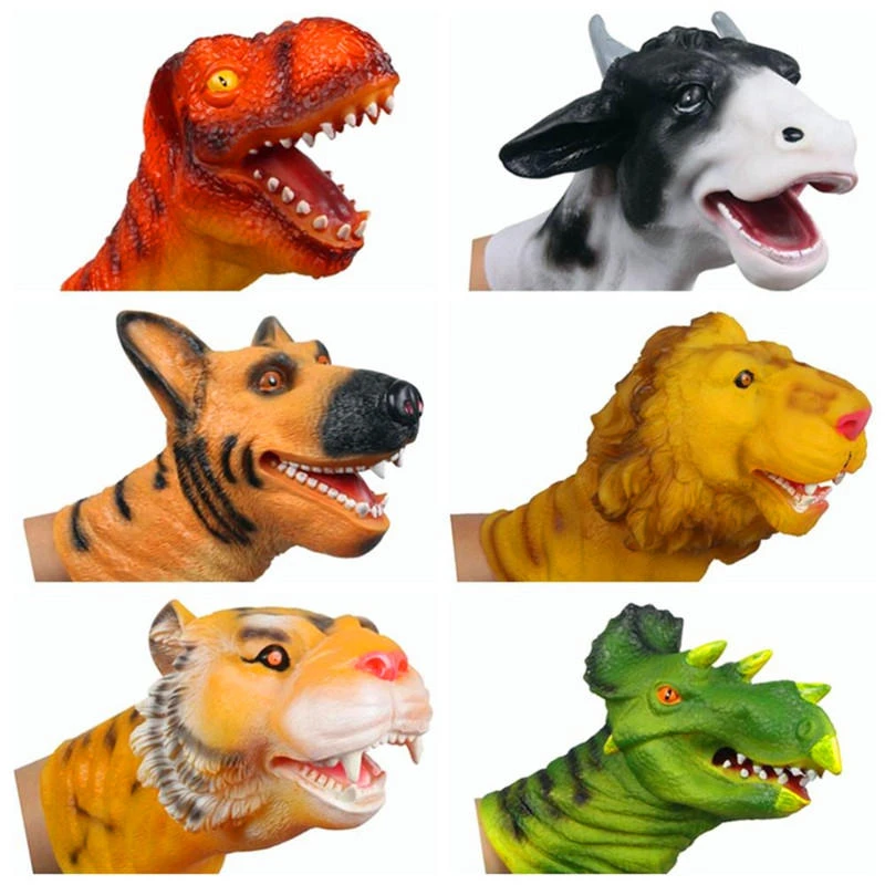 Dino head triceratops dinosaurs finger puppet dolls rubber hand glove toy for kids educational gift
