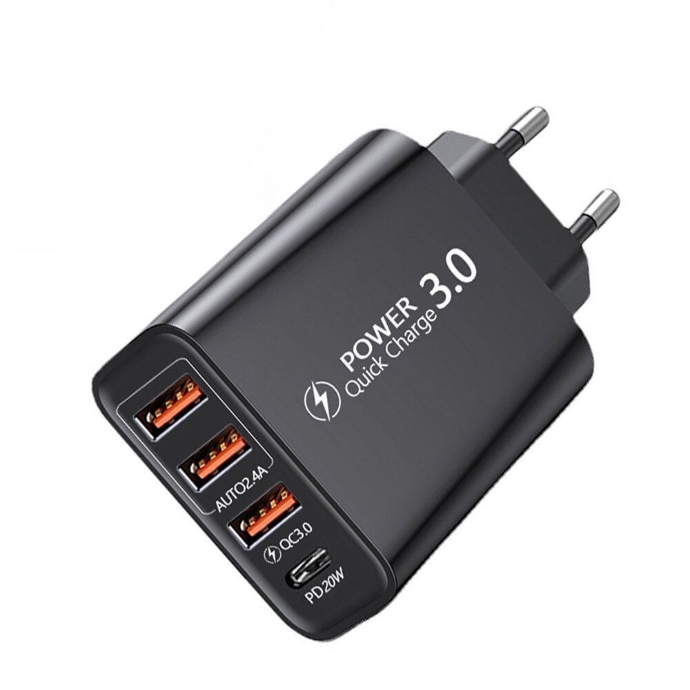 

30 Вт 4-портовое зарядное устройство USB PD Dual USB-A + USB-C PD3.0 QC4.0 + QC3.0 Поддержка SCP FCP Адаптер настенного
