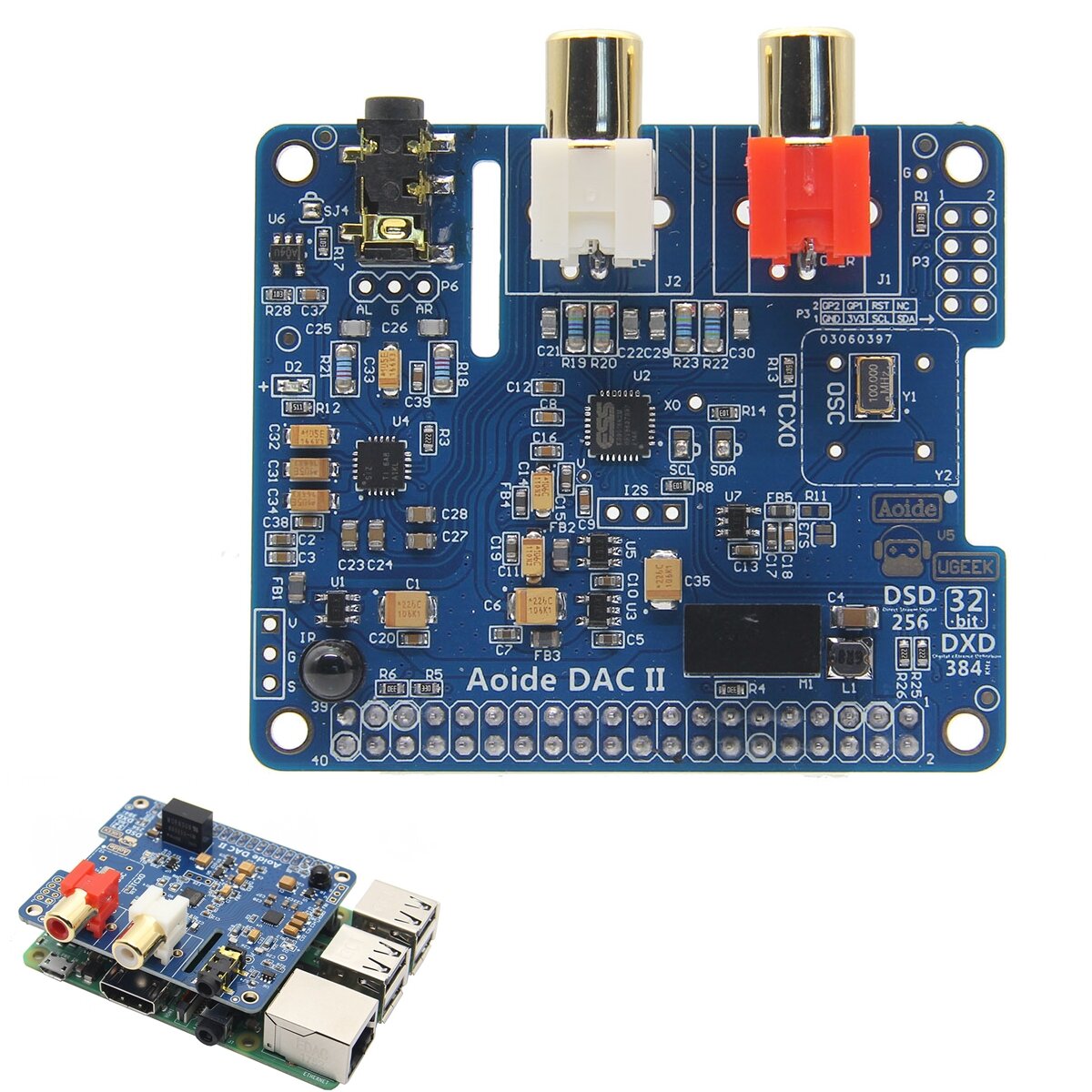 

DAC II Hifi Sound Card 384-kHz/32-bit DSD/APE/FLAC/WAV Music Player Audio Expansion Board ES9018K2M For Raspberry Pi 3B+