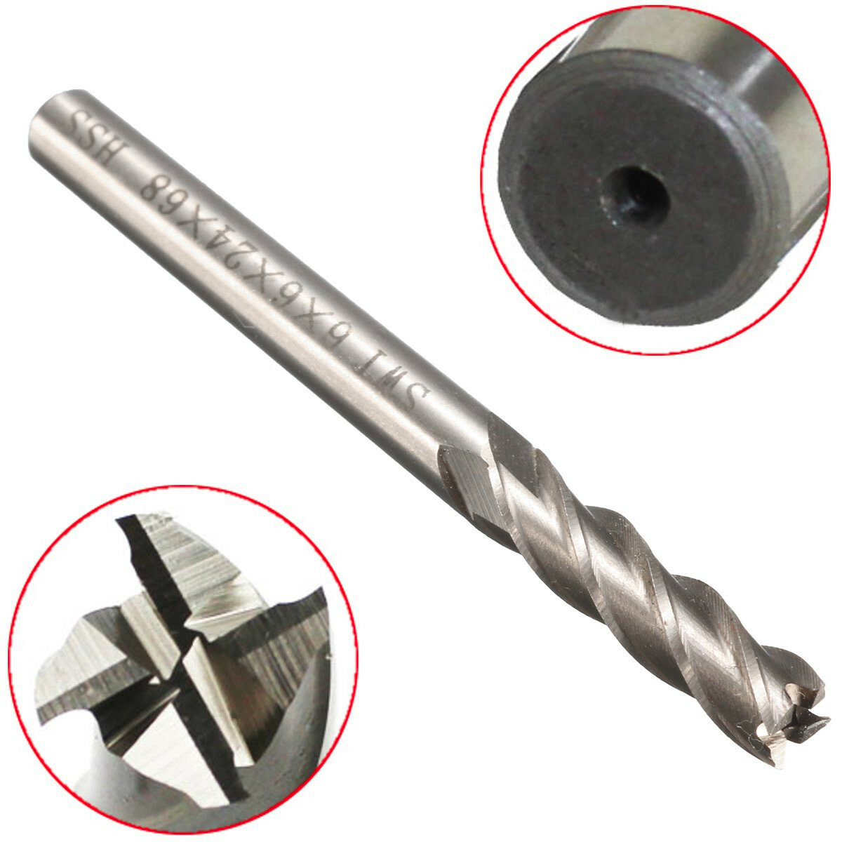6mm Shank Aluminum Hard HSS Cutter Blade 6×6×24×68mm Lengthened End Mill Router Bit