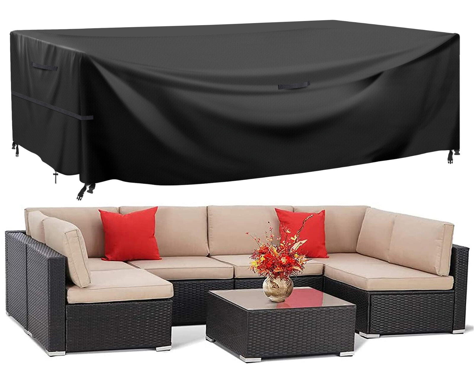 KING DO WAY 242x182x100CM 600D Oxford Camping Furniture Covers Sofa Table Anti-UV Dust-proof Protector Fits to 8-10 Seat Garden Piano