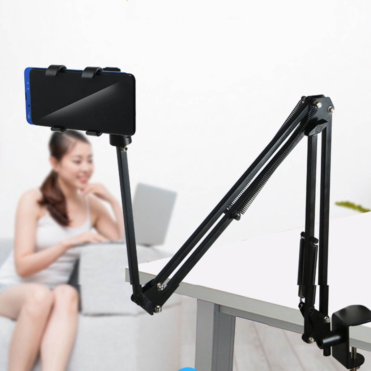 

Universal 360 Rotation Adjustable Flexible Lazy Arm Online Course Aluminum Alloy Bed Table Mobile Phone Tablet Stand for