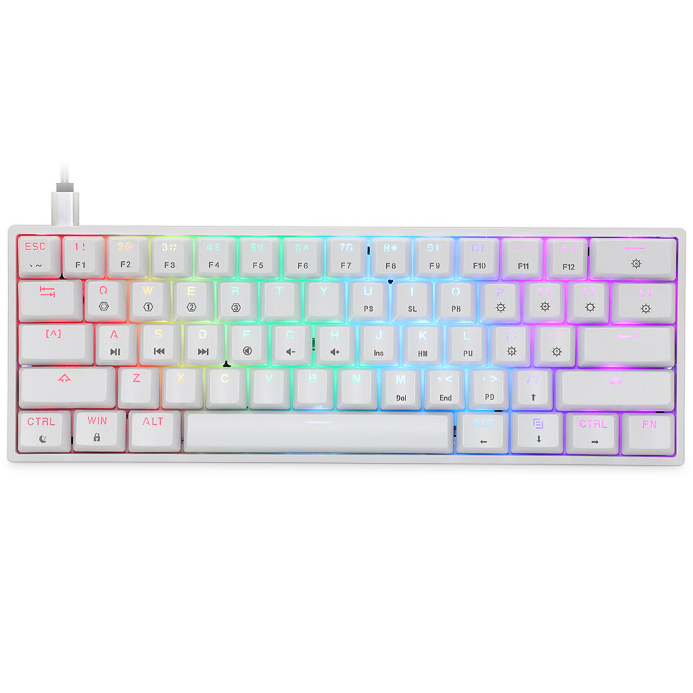 SKYLOONG GK61 Mechanical Keyboard 61 Keys Hot Swappable Gateron Optical Switch RGB Type-C Wired Programmable 60% Layout