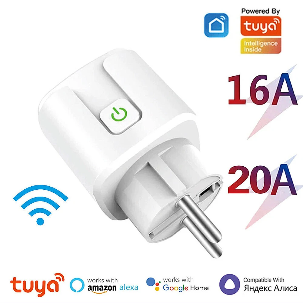 Χαμηλότερη τιμή ως σήμερα στα 8,35€ από αποθήκη Κίνας | 16A/20A Smart EU Socket AC100-240V WiFi Smart Plug Power Outlet Voice Control with Alexa Google Home