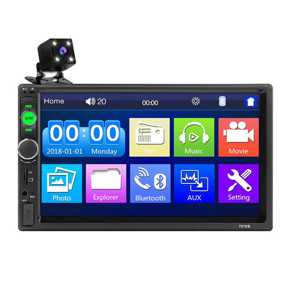 7010B 7 Inch Car MP5 Player Stereo Radio 2DIN FM USB AUX HD bluetooth Touch Screen with Backup Camera