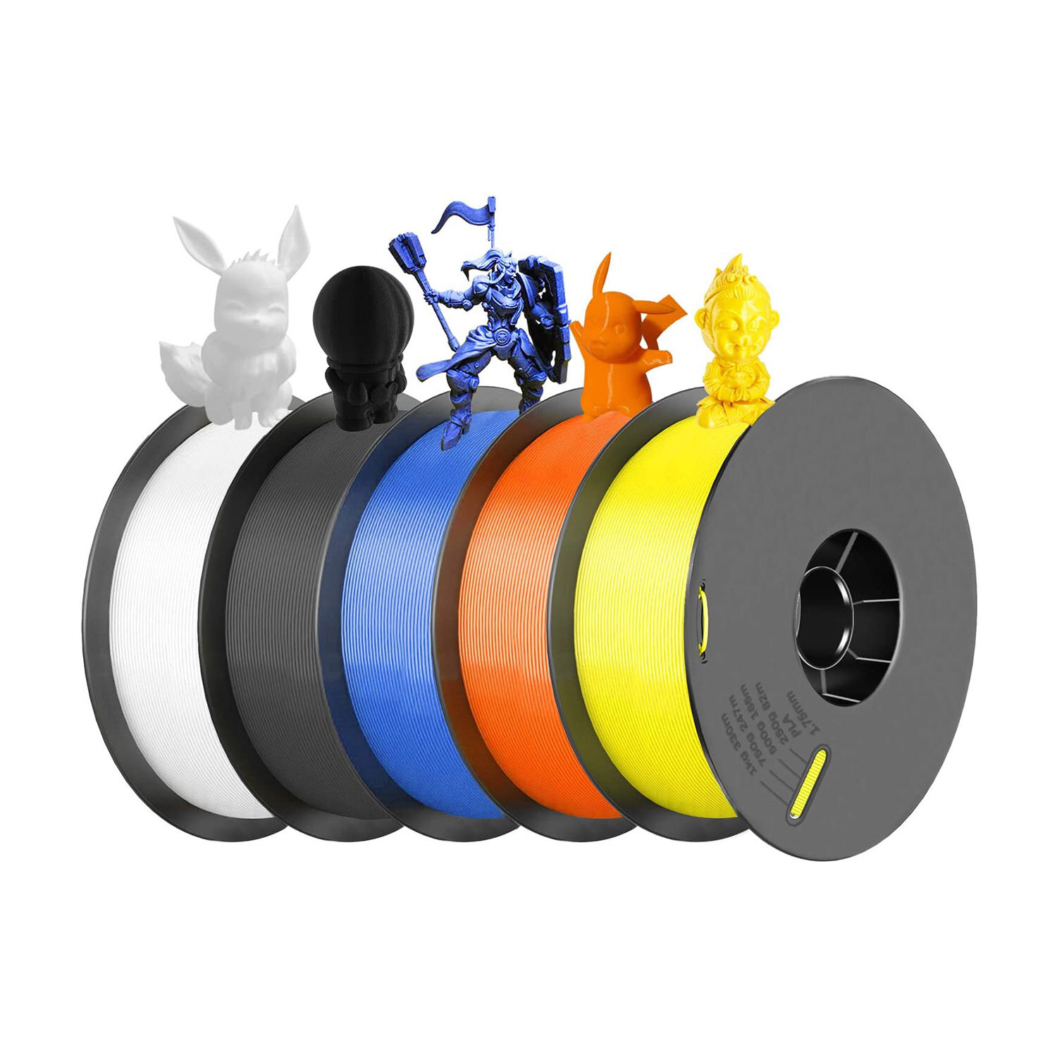 iMetrx® 5 Rolls Pack 1.75mm PLA Filament 1KG Filament Set for 3D Printers