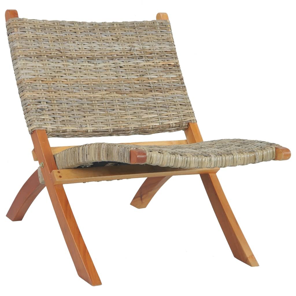 Relaxstoel Natuurlijk Kubu-rattan en massief mahoniehout