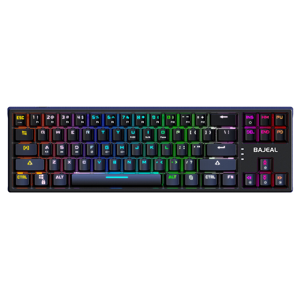 BAJEAL K71 Mechanical Gaming Keyboard 71 Keys Hot-Swappable Blue Switch RGB Backlit Detachable Type-