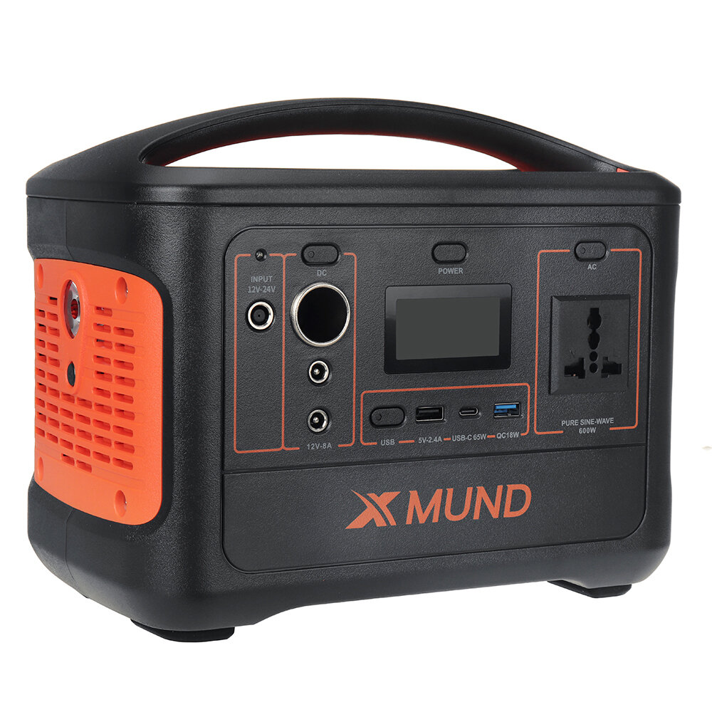 XMUND XD-PS10 Aggiornamento 600 W (picco 1000 W) campeggio Generatore di corrente 568WH 153600 mAh Banca di alimentazione LED Torce Alimentazione di emergenza per esterni Scatola