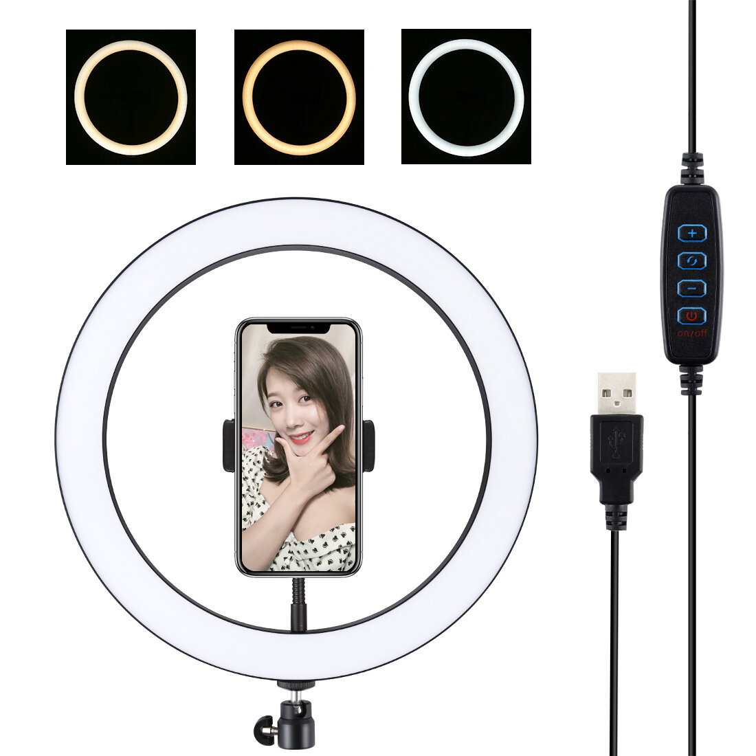 

PULUZ PU407 12 Inch 3200K-6500K Dimmable LED Video Ring Light with Phone Clip for Selfie Vlog Tik Tok Youtube Live Strea
