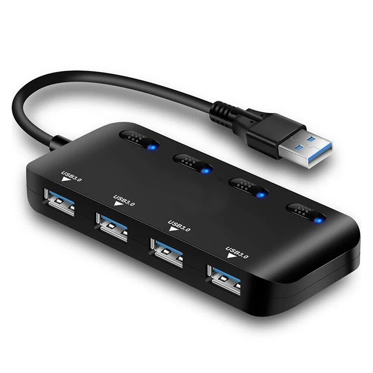 

Bakeey 4 in 1 USB 3.0 HUB High Speed 5Gbps USB 3.0 Splitter with Individual Switch Control for PC Laptop Computer