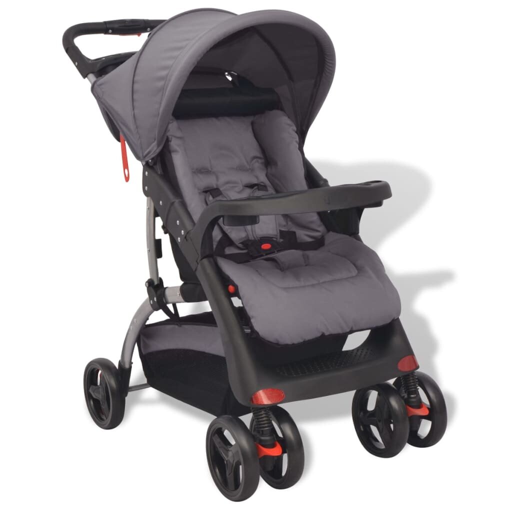 [EU Direct] vidaXL 10140 Baby Stroller Cart Grey 102x52x100 cm Luxury Portable Pushchair Infant Carrier Foldable Carriag