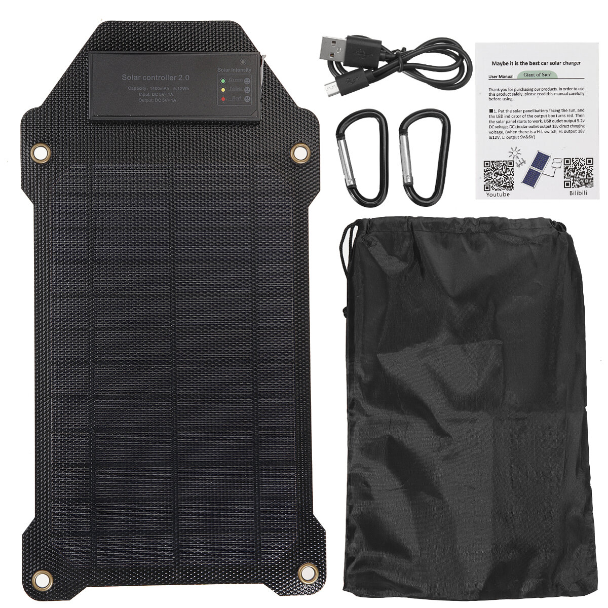 10W Portable Solar Panel Kit USB Charger Kit Water Proof Monocrystalline Silicon Solar Power Panel