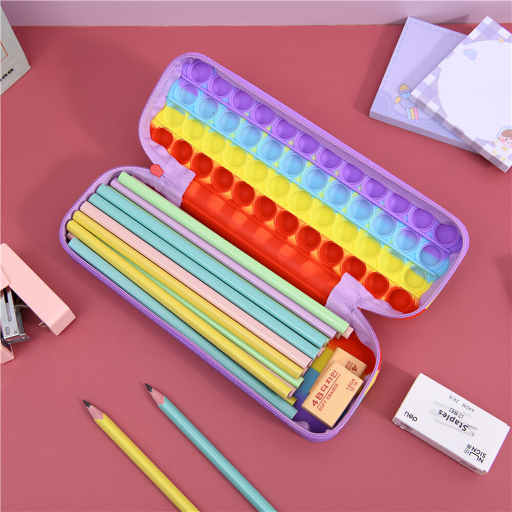 

Bubble Silicone Pencil Case Stress Relief Bubble Sensory Stationery Storage Bag Fidget Toy for Students Teens School Sea