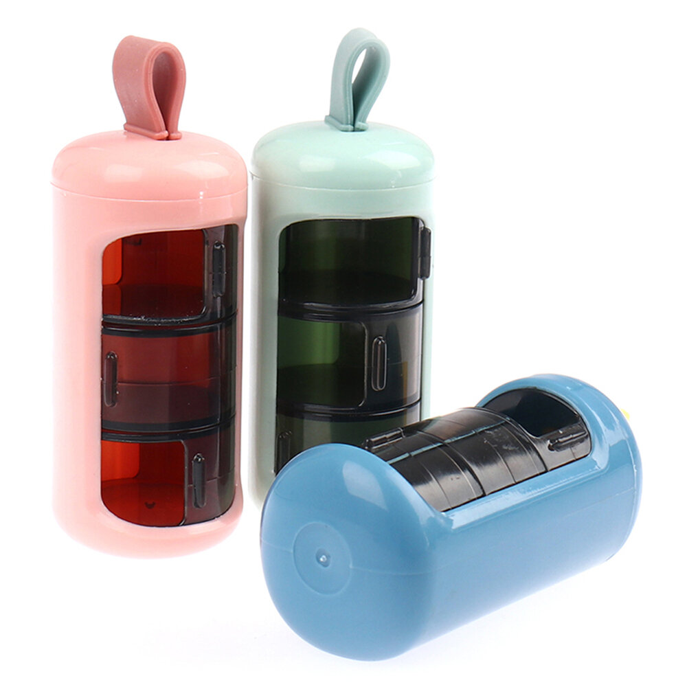 

1pc 3 Grid Mini Portable Pill Box Organizer Large Capacity Seal up Pillbox Dispenser Mini Case Travel Supplies