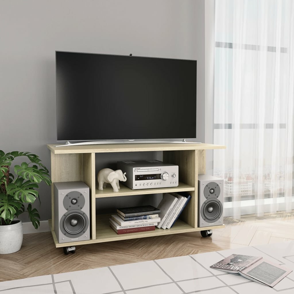 TV Cabinet with Castors Sonoma Oak 31.5